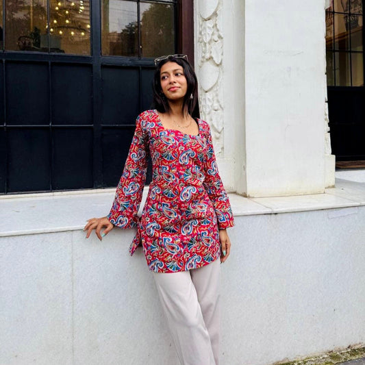 Kaira Bell Sleeve Corset Kurti