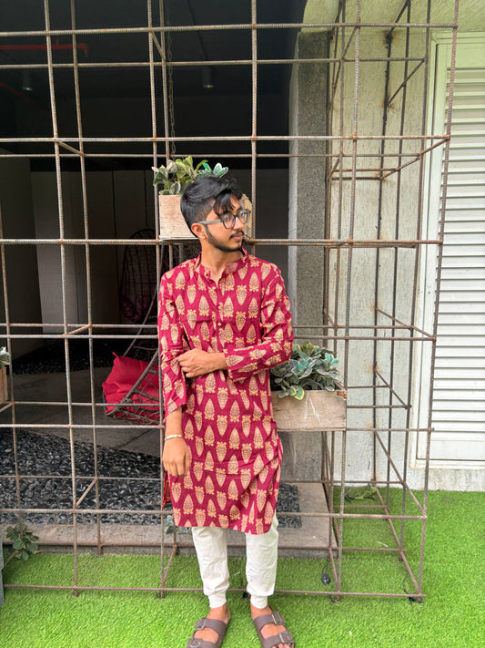 Dev Deep Wine Kurta