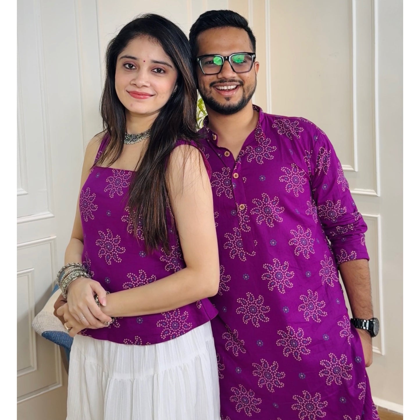 Veer Purple Bandhani Kurta