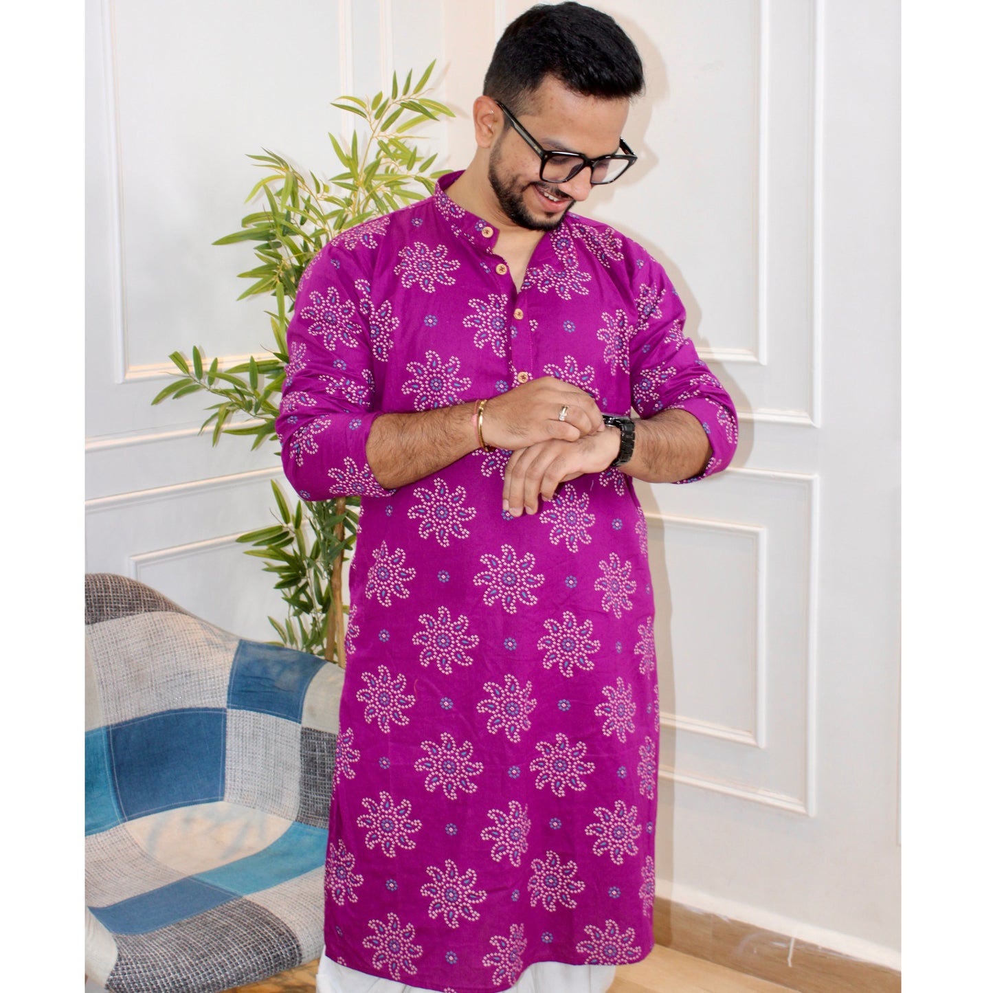 Veer Purple Bandhani Kurta