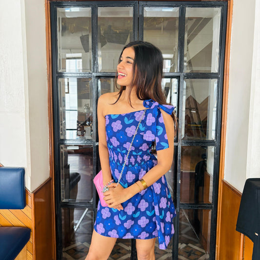 Violet Bloom One Shoulder Dress